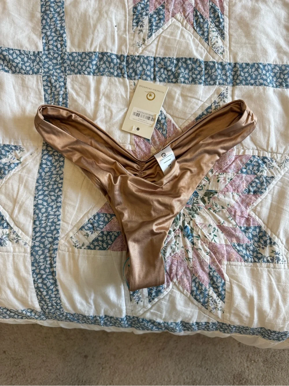 Women's Shimmery Bronze Bikini Bottom by Plumeria Swimwear - Picture 1 of 4